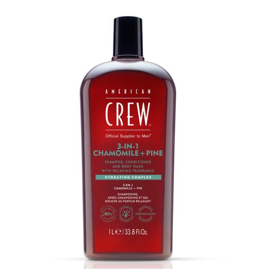 American Crew 3-in-1 Chamomile & Pine Shampoo, Conditioner & Body Wash 1000 ml