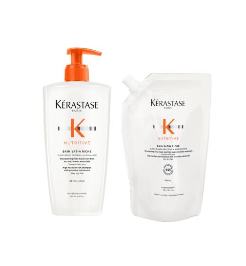 Kérastase Nutritive Bain Satin Riche Pumpflasche + Nachfüll Shampoo 2 x 500 ml