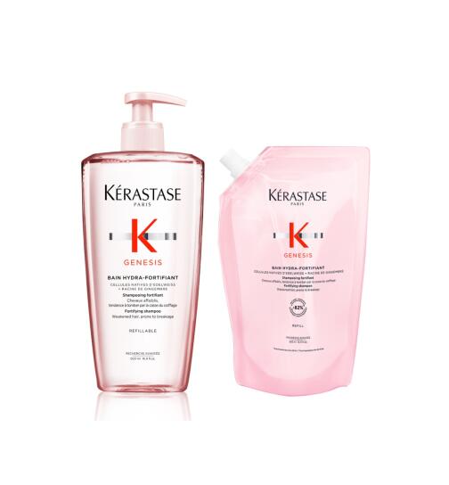 Kérastase Gensis Bain Hydra-Fortifiant Pumpflasche + Nachfüll Shampoo 2 x 500 ml