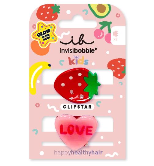 Invisibobble Clipstar Glow Kids Frutti Strawberry 2 Stück